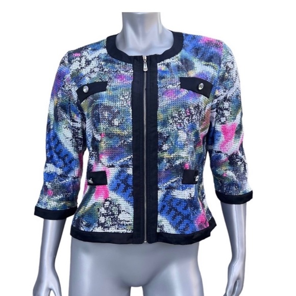 Michael Simon Sequin Jacket Zip Front - Picture 5 of 7